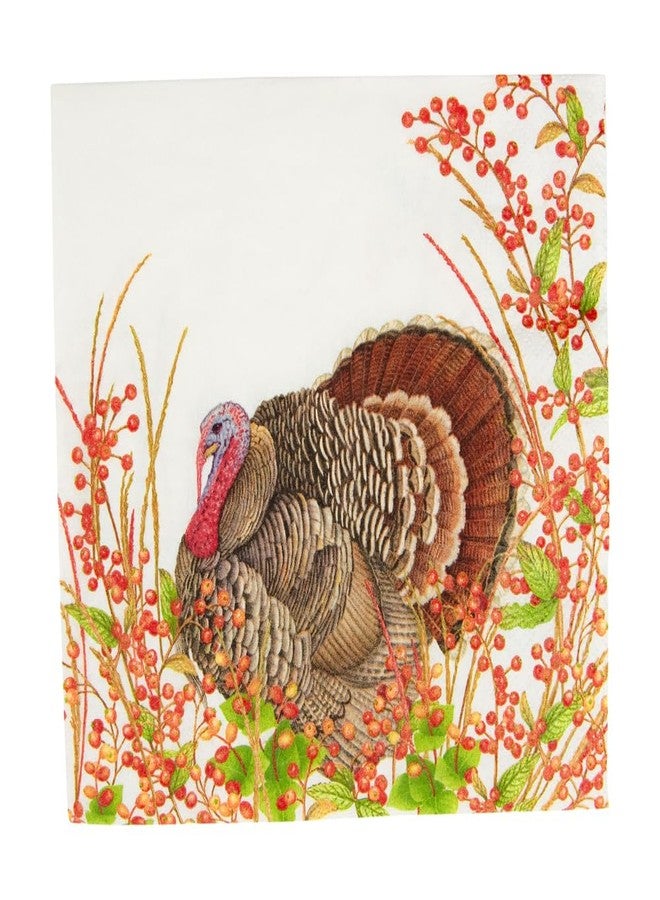 Caspari Turkey And Berries Luncheon Napkins - 20 Per Package - Image 1